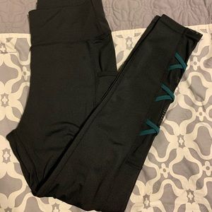 Black Pop Fit leggings w/ green accents (medium)